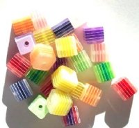 25 10mm Acrylic Striped Color Cube Mix